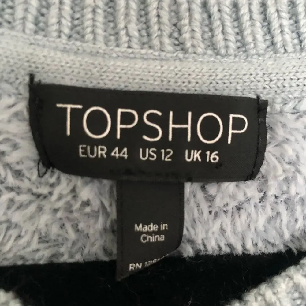 Topshop Pale Blue Textured Fluffy Cropped Sweater